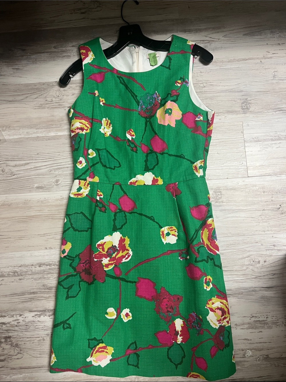 Bright J Crew Green Floral Sleeveless Sheath Dress Size 2 NWOT